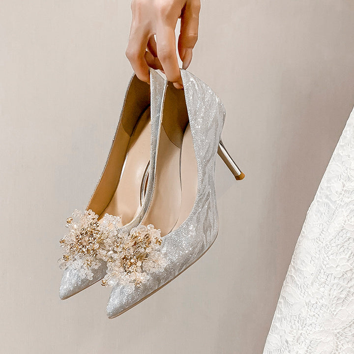 Sequined Lace Bridal Shoes