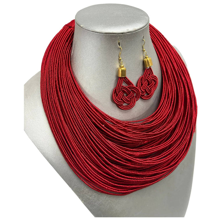 Women's Solid Multiple Layer Necklace and Earring Set