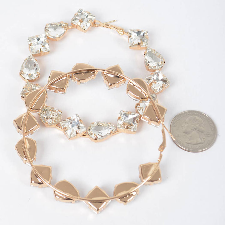 Multi Rhinestone Hoop Earrings