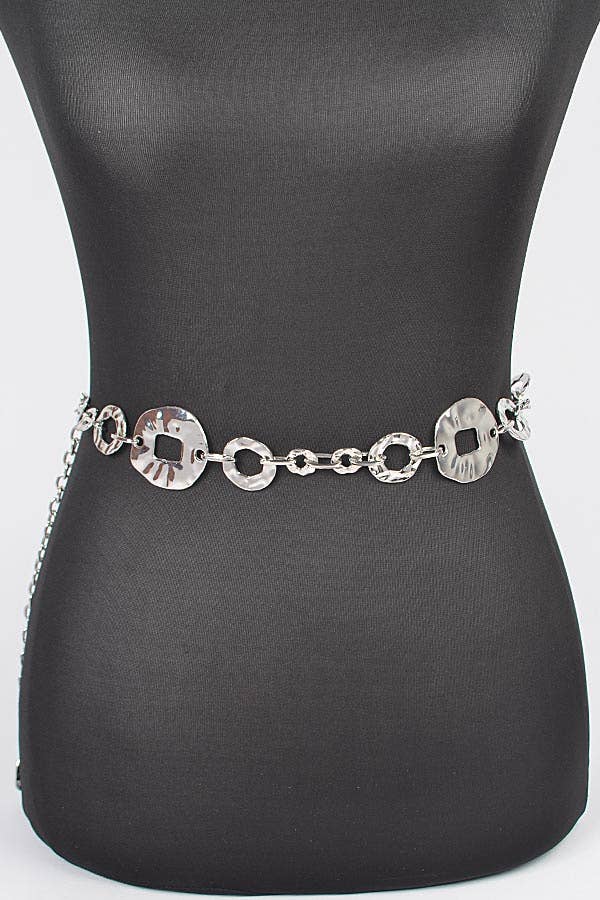 Hammered Metal Plus Size Chain Belt HB8694GD