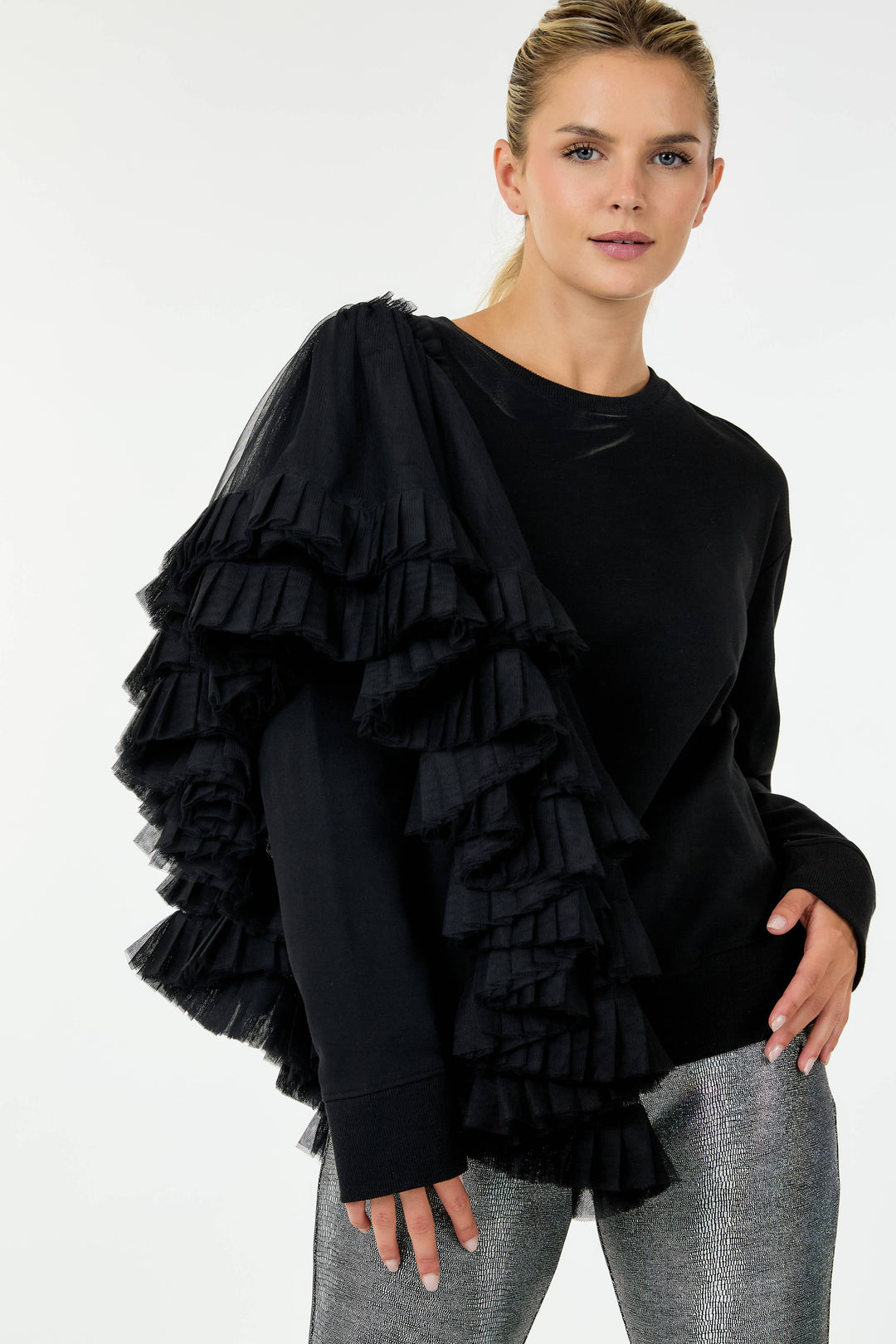 Draped Tulle Sweater