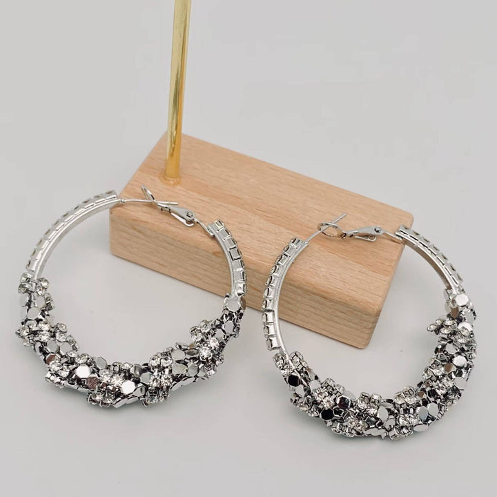 Metal Sequin Large Hoop Earrings