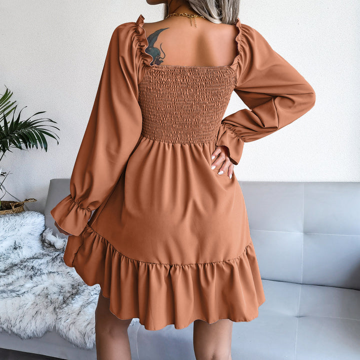 Long Sleeve Ruffled Swing Dress