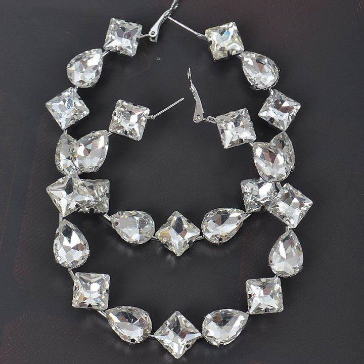 Multi Rhinestone Hoop Earrings