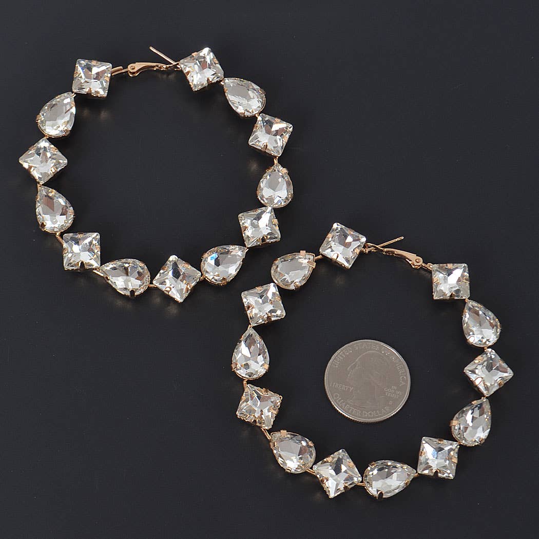 Multi Rhinestone Hoop Earrings