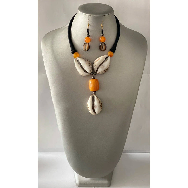African Cowrie Shell and Gemstone Necklace Set
