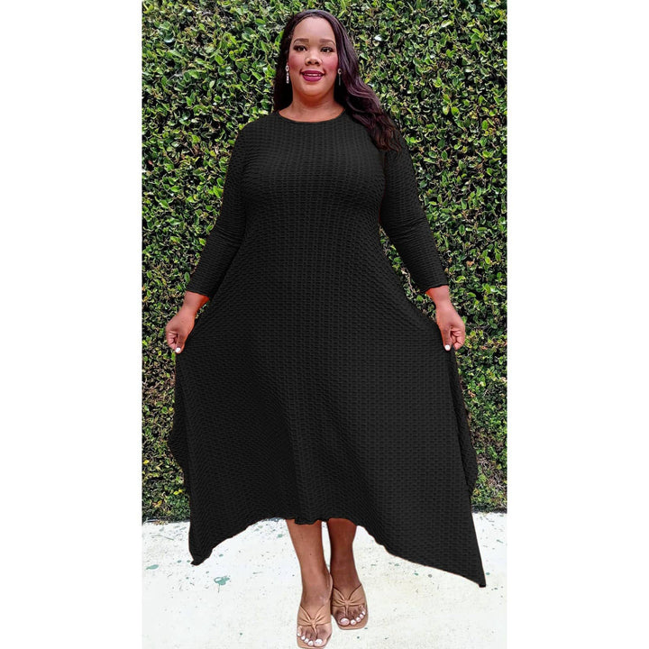 PLUS SIZE JAQUARD MIDI DRESS
