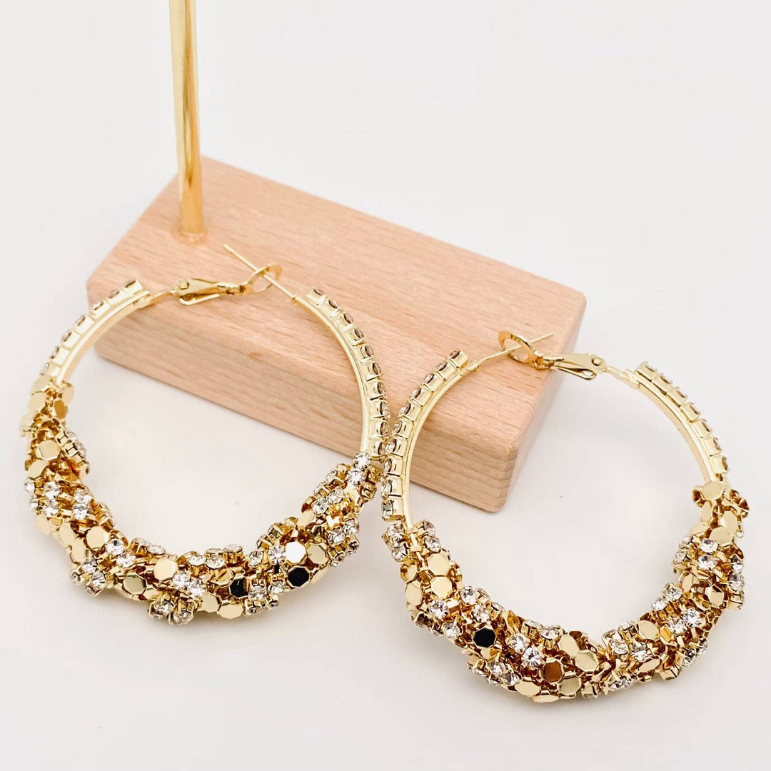 Metal Sequin Large Hoop Earrings