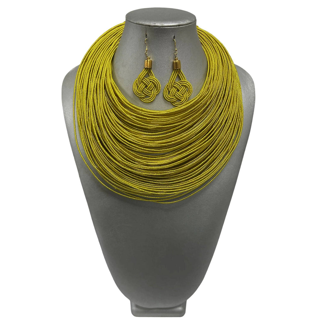 Women's Solid Multiple Layer Necklace and Earring Set