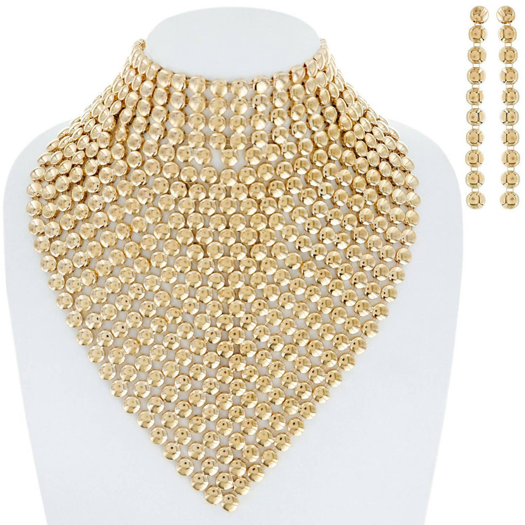 Large Rhinestone Embellished Bib Necklace & Earring Set