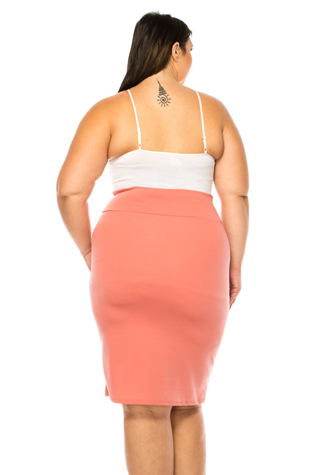 Women's Plus Size Solid Pencil Skirt with Banded Waist