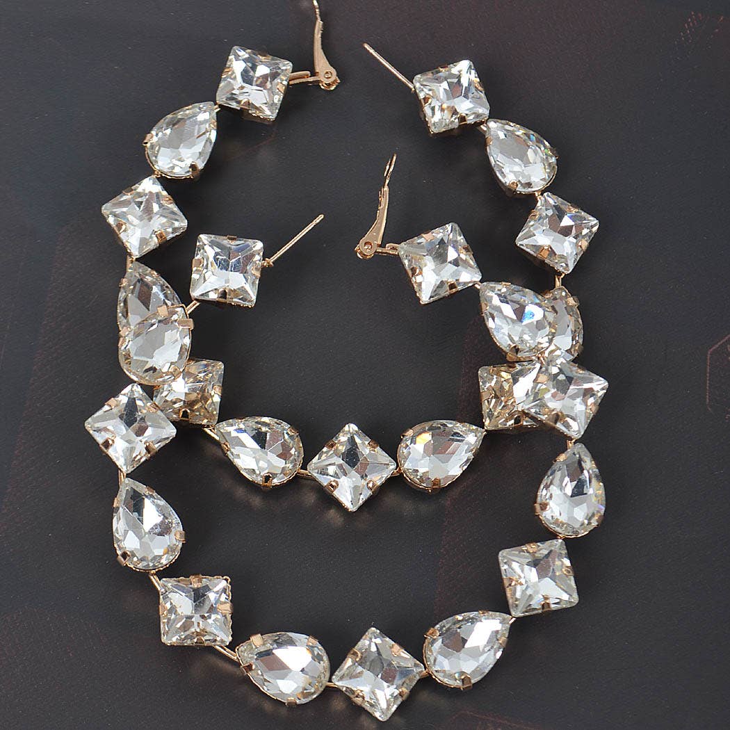 Multi Rhinestone Hoop Earrings