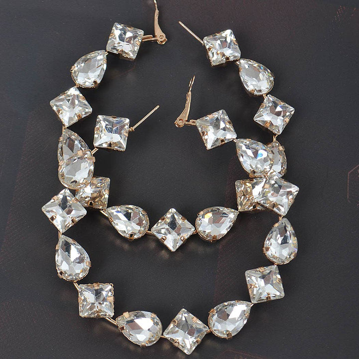 Multi Rhinestone Hoop Earrings