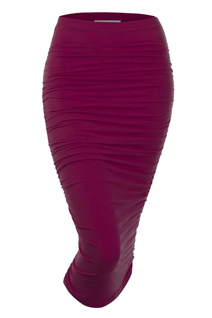 CWBMS070_Slim Fit Ruched Long Pencil Skirt