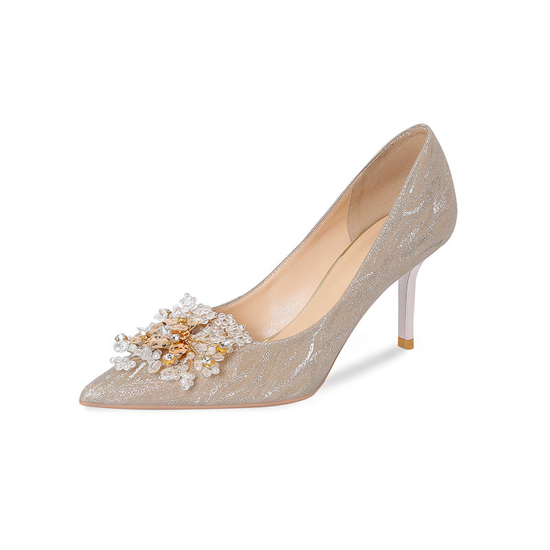 Sequined Lace Bridal Shoes