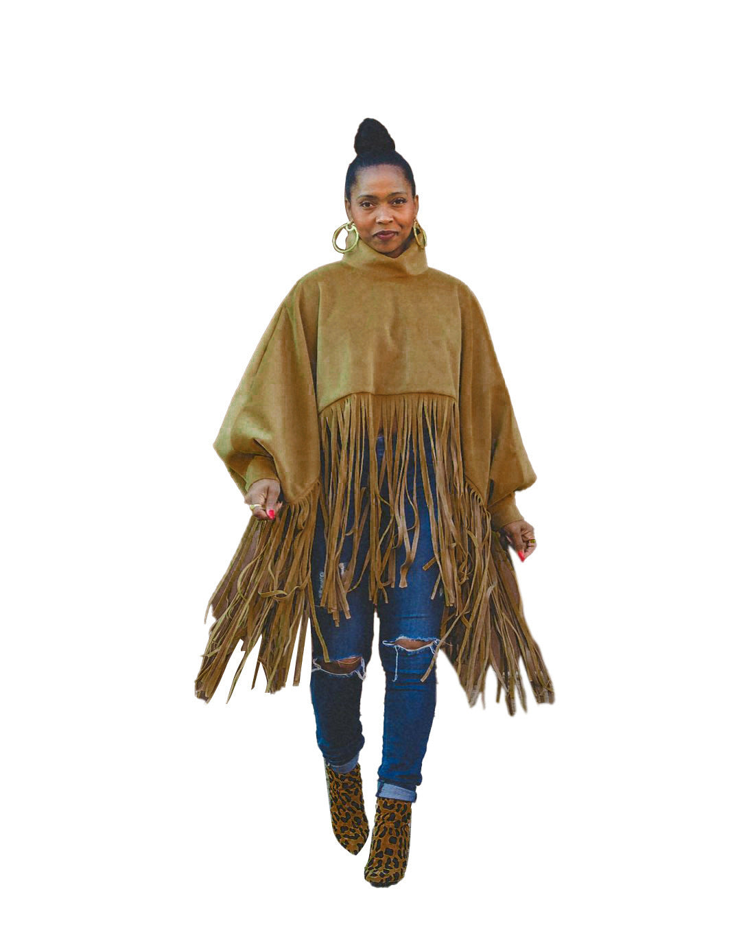 Long-sleeved Tasseled Poncho