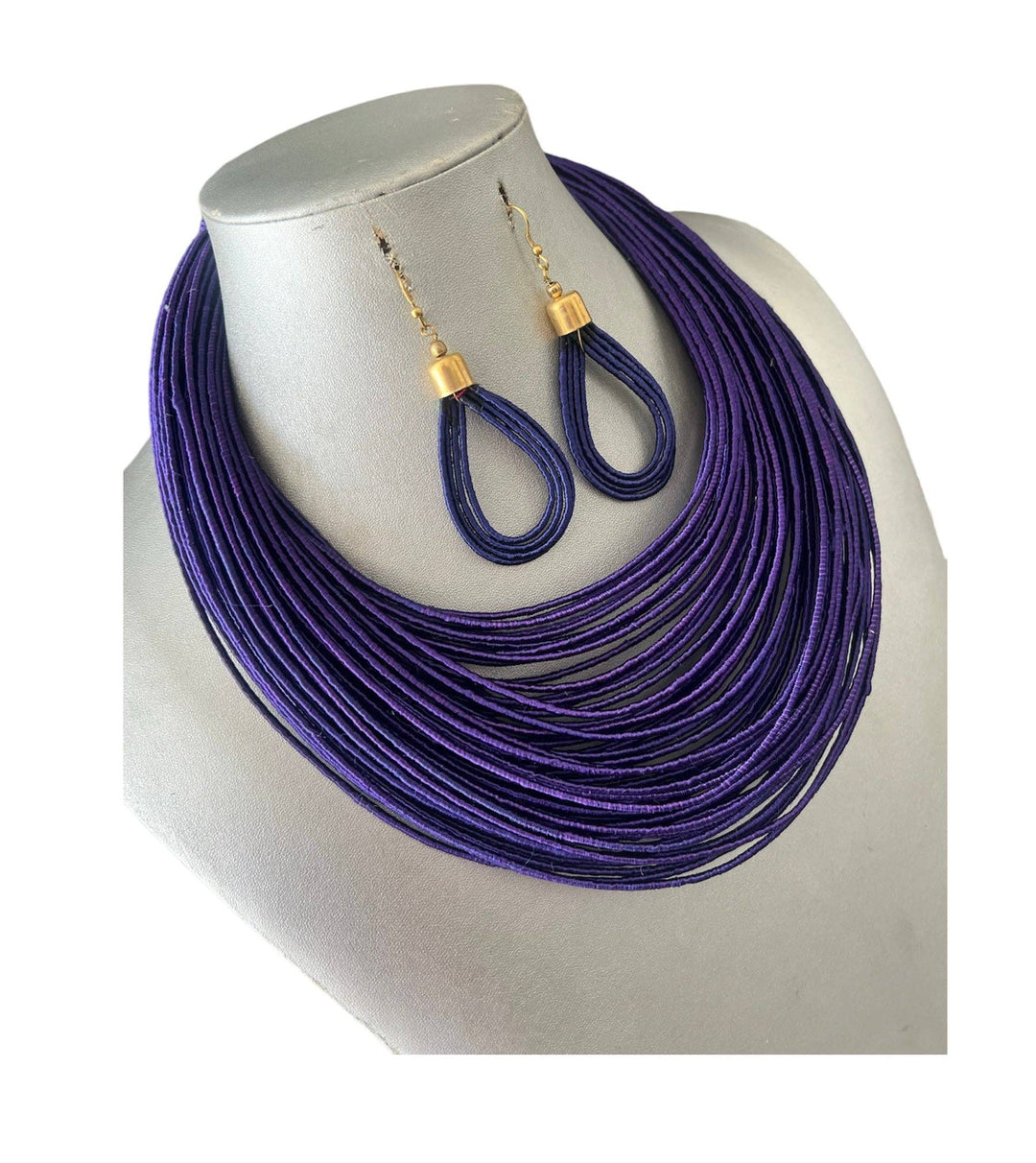Women's Solid Multiple Layer Necklace and Earring Set