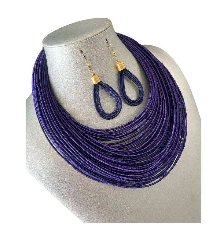Women's Solid Multiple Layer Necklace and Earring Set