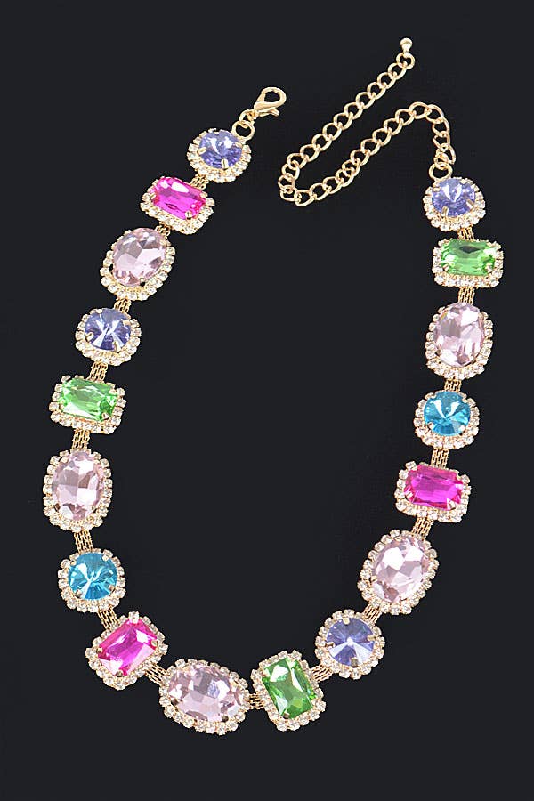 Multi Shape Stone Necklace AMN3387MT