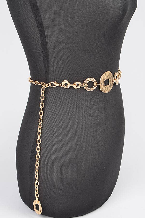 Hammered Metal Plus Size Chain Belt HB8694GD