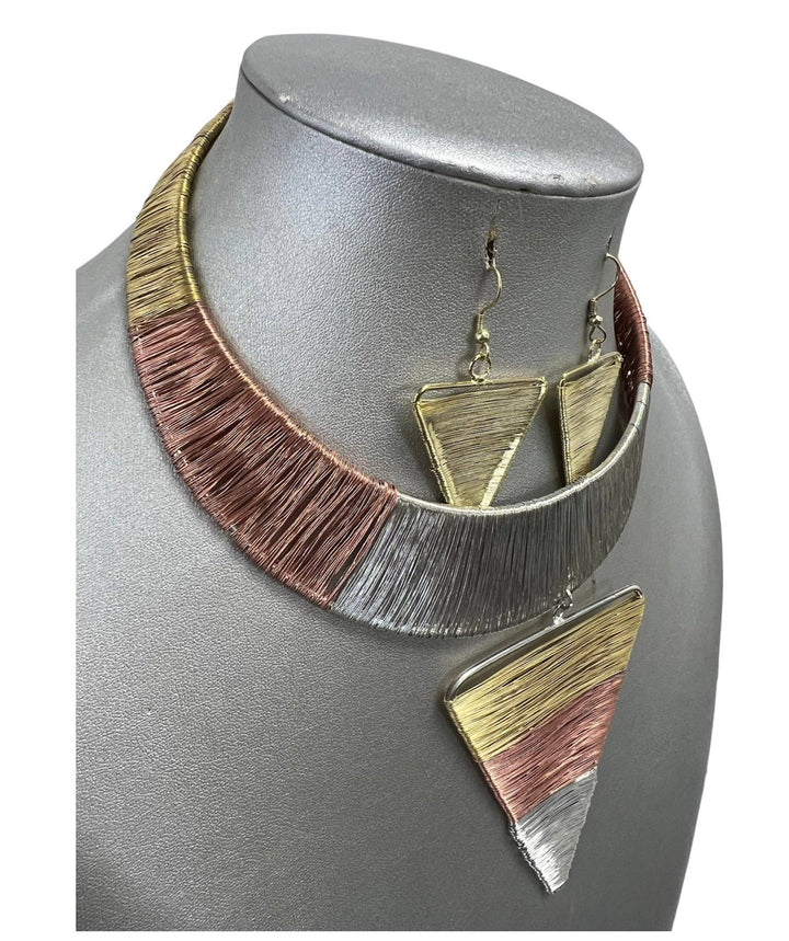 Women's Choker Necklace Set with Cuff Back
