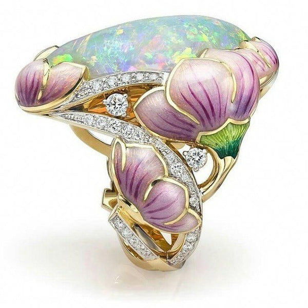 Purple Enamel Flower Ring