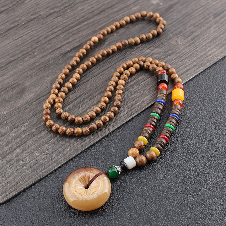 Men's Ethnic Style Wooden Bead Sweater Chain