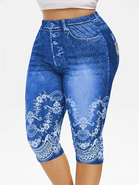 Denim High Waist Capri Jeggings