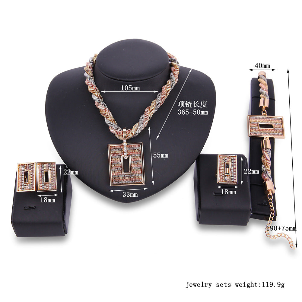 Tricolor Four Piece Jewelry Set