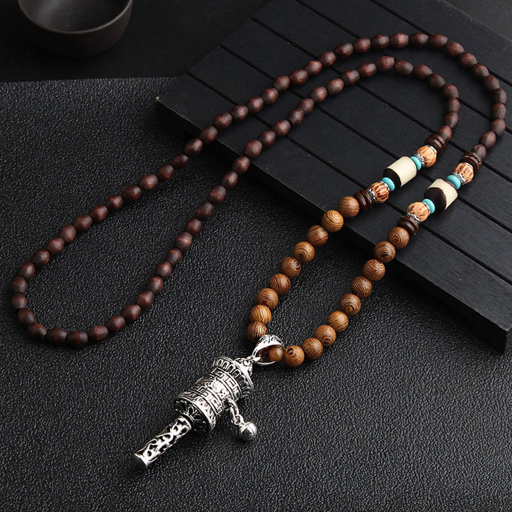 Extra Long Retro Wooden Bead Necklace