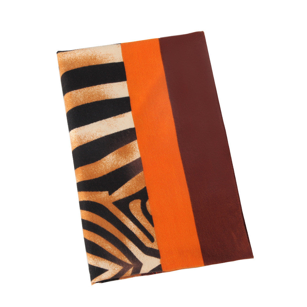 Double sided Satin printed zebra scarf with color edge