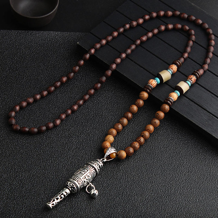 Extra Long Retro Wooden Bead Necklace