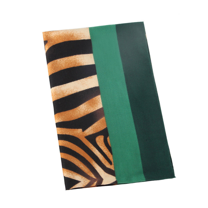 Double sided Satin printed zebra scarf with color edge