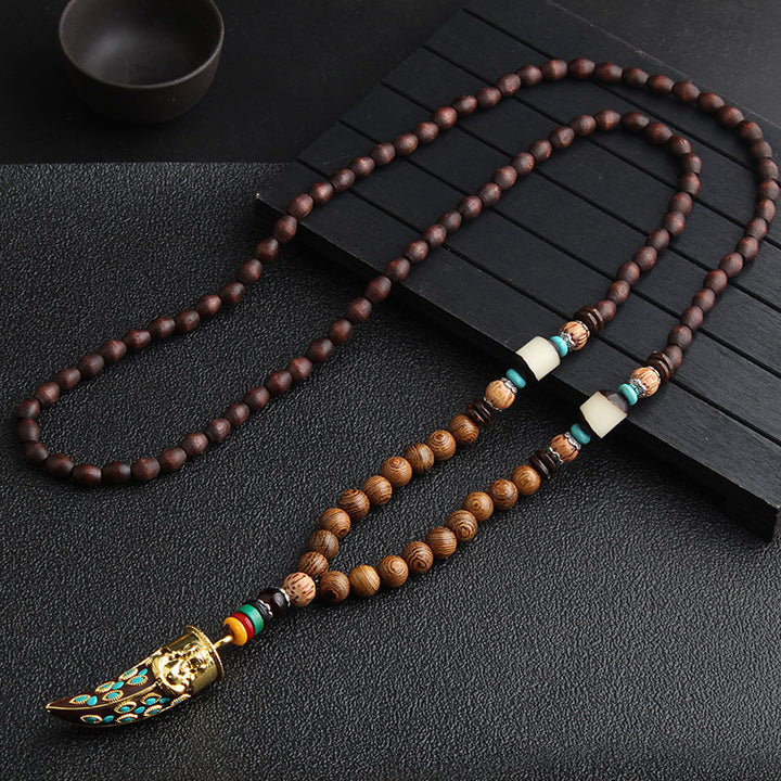 Extra Long Retro Wooden Bead Necklace