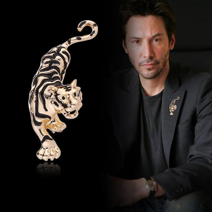 Tiger Brooch Men's Temperament Western Accessory