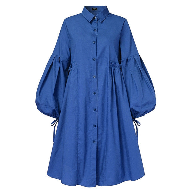 Balloon Sleeve Shirt Dress