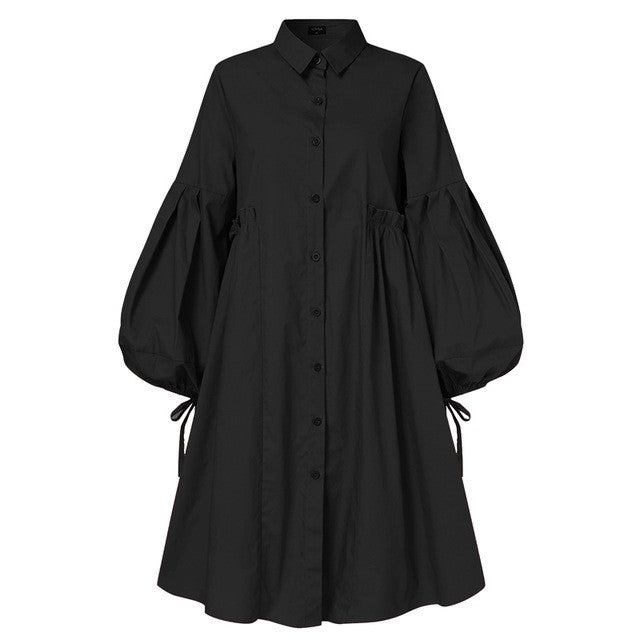 Balloon Sleeve Shirt Dress