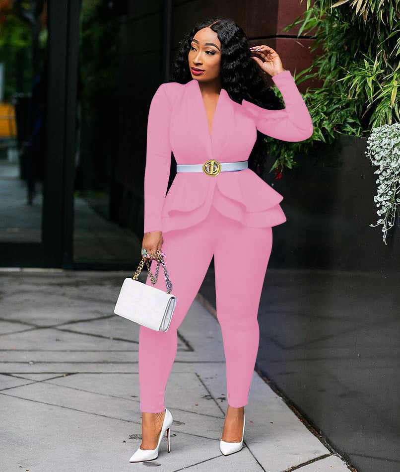 Peplum Jacket and Pants Set