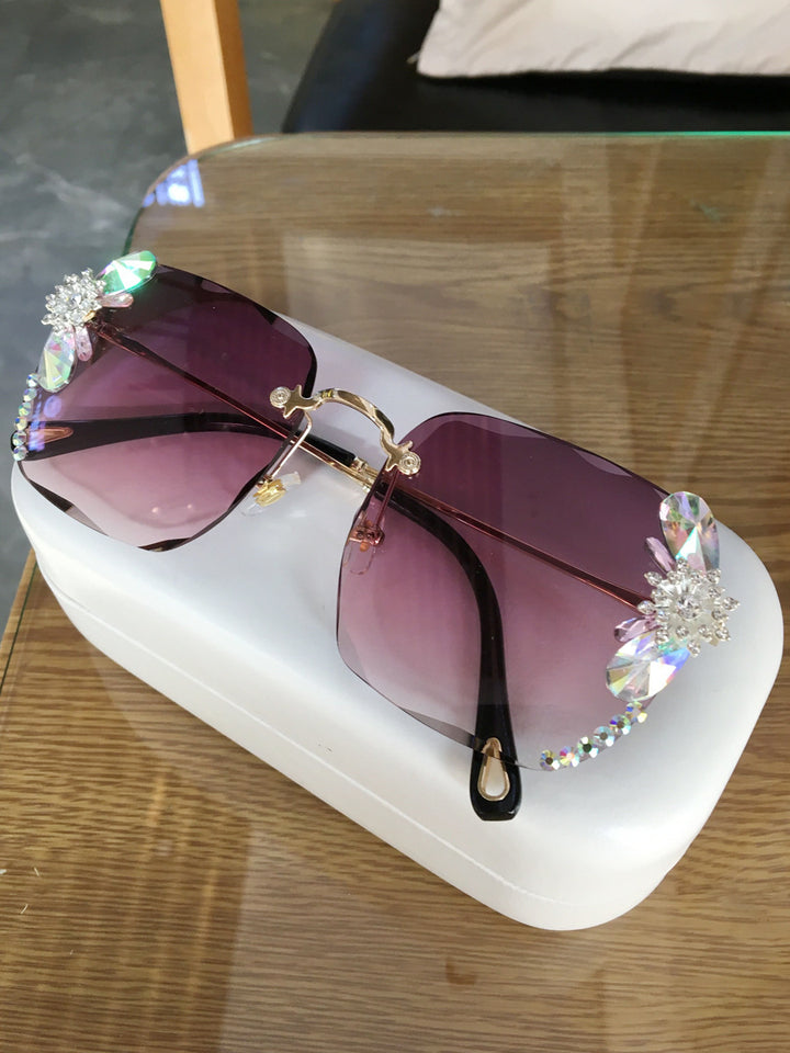 Frameless Gradient Rhinestone Sunglasses Women