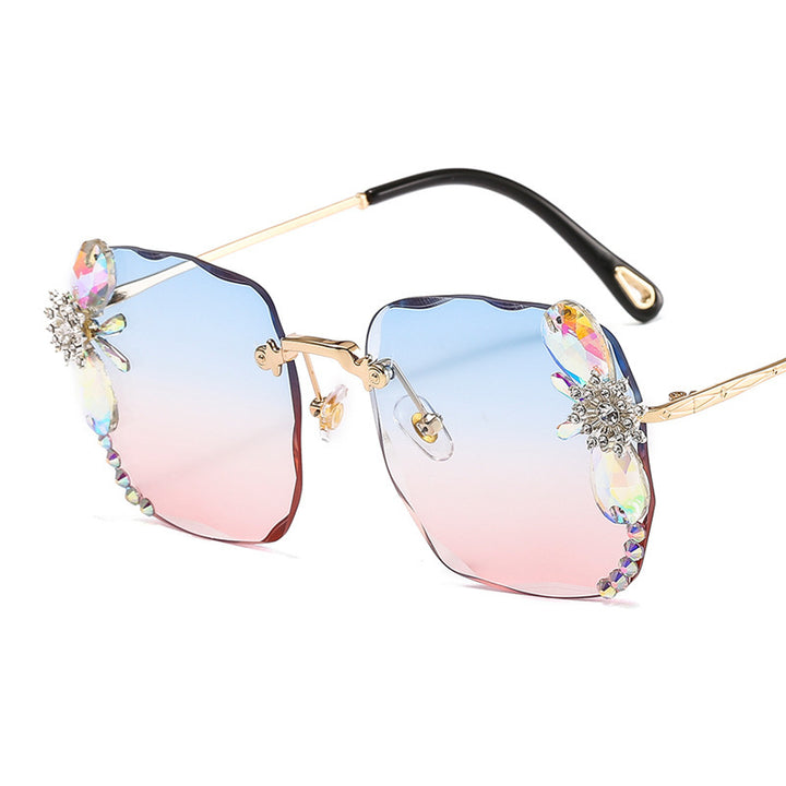 Frameless Gradient Rhinestone Sunglasses Women