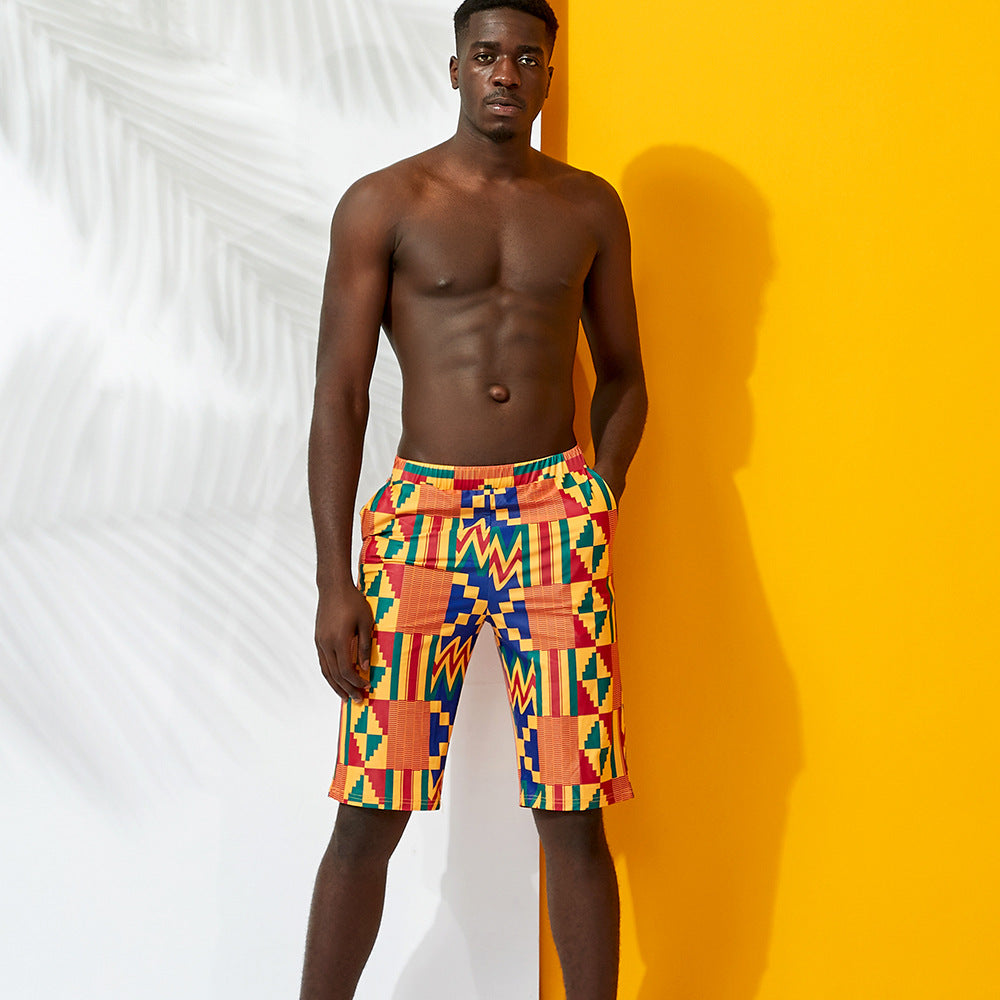 Kente Print Swimming Trunks Men