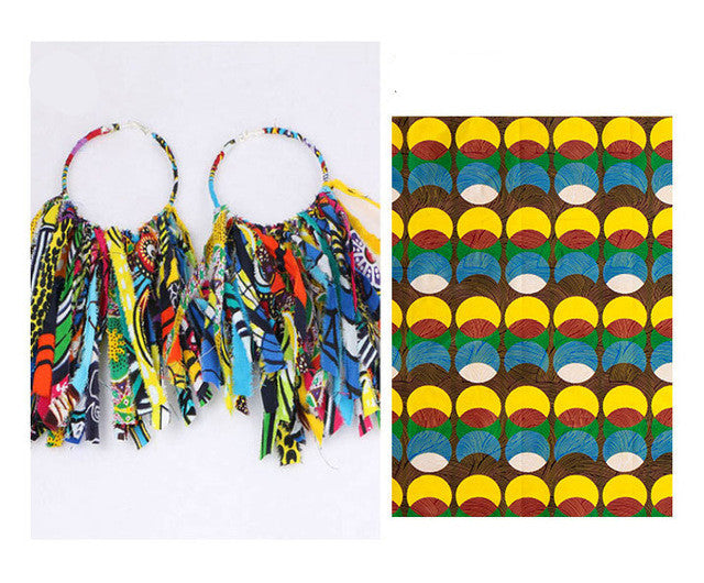 Ankara Hoop Tassel  Earrings