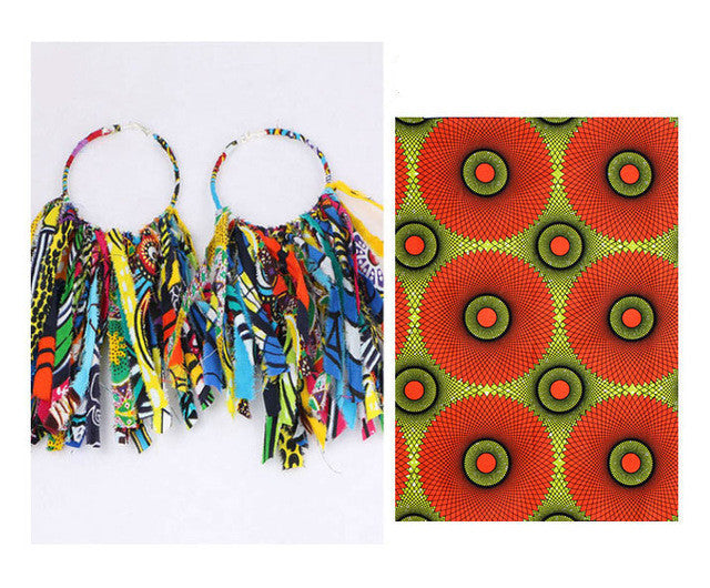 Ankara Hoop Tassel  Earrings