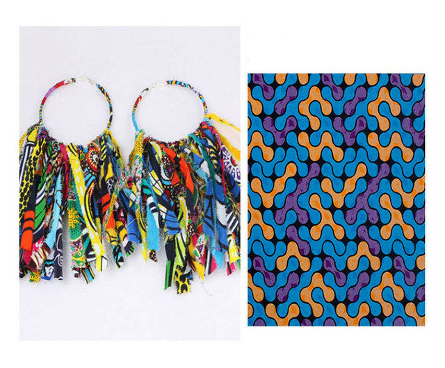 Ankara Hoop Tassel  Earrings