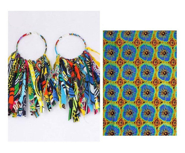 Ankara Hoop Tassel  Earrings