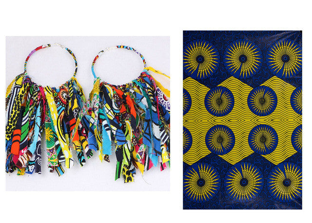 Ankara Hoop Tassel  Earrings