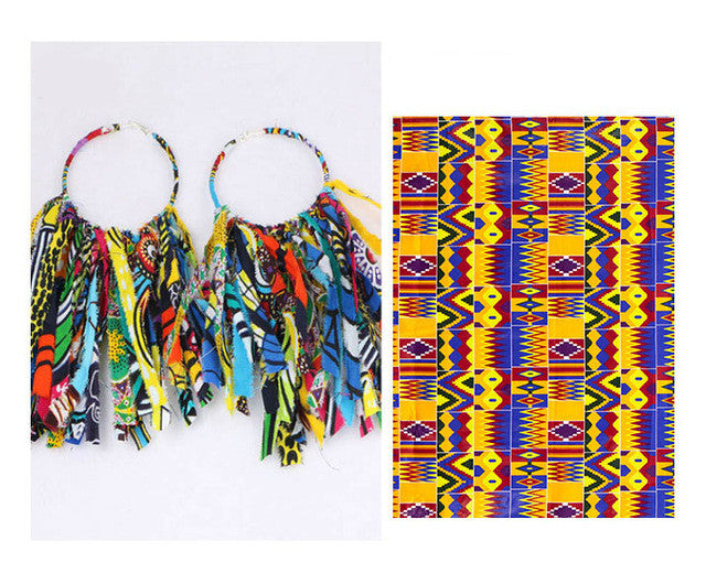 Ankara Hoop Tassel  Earrings