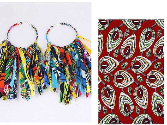 Ankara Hoop Tassel  Earrings