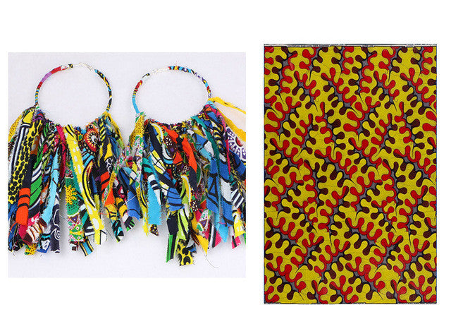 Ankara Hoop Tassel  Earrings