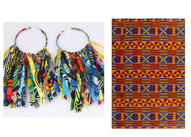 Ankara Hoop Tassel  Earrings